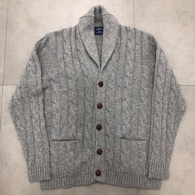 찰스티릿 울 캐시미어 케이블 니트 꽈배기 스웨터 가디건 L