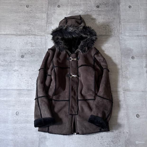 무스탕 퍼 후드 자켓