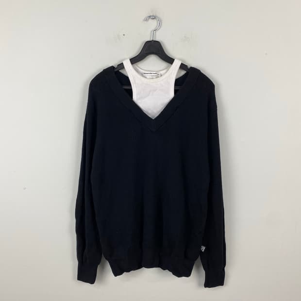 알렉산더왕 Bi-Layer 오프 숄더 브이넥 니트 스웨터 M <530>