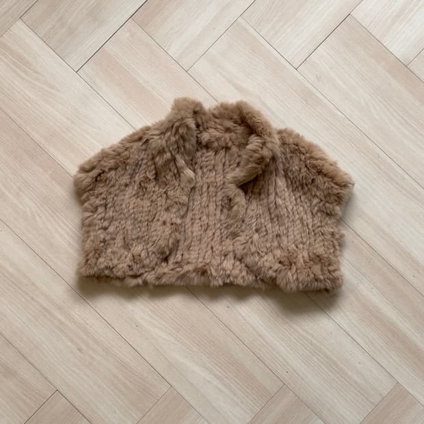 [Vintage] Beige Faux Fur Bolero Shawl