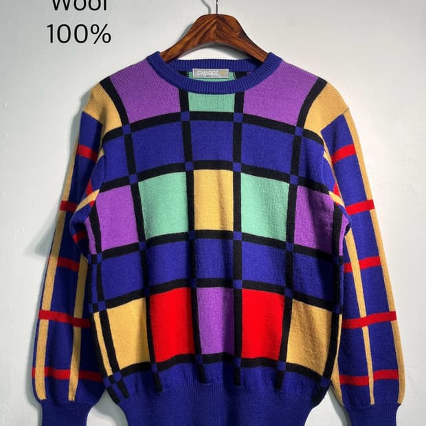Wool 100% 멀티컬러 니트 울100