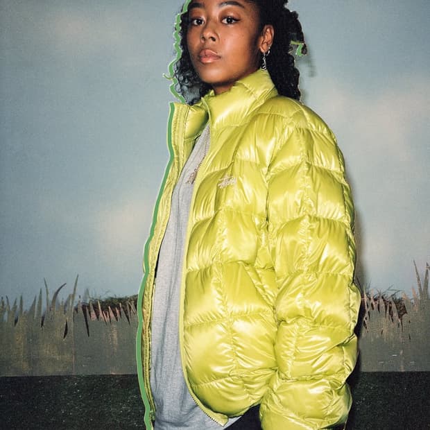 스투시 경량패딩 / 스투시 미드웨이트 후드 퍼퍼 라임 xsmall