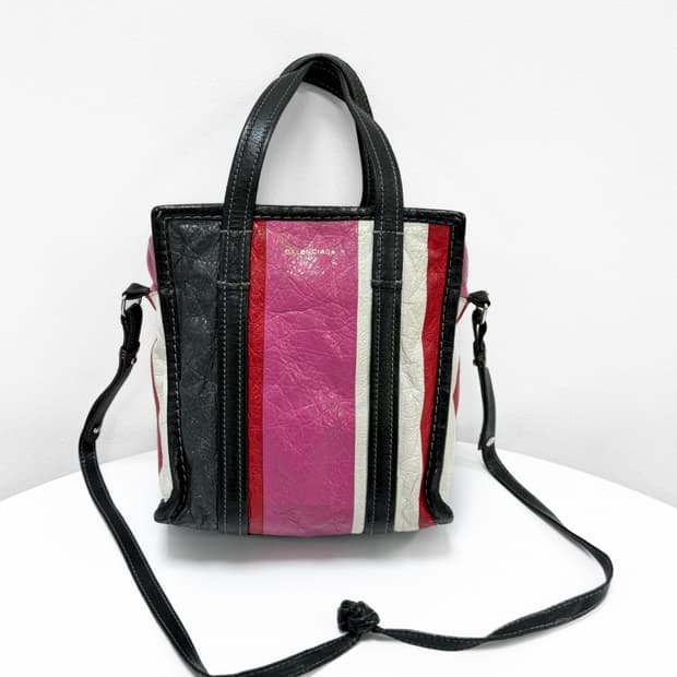 발렌시아가 스트라이프 바자 토트백 