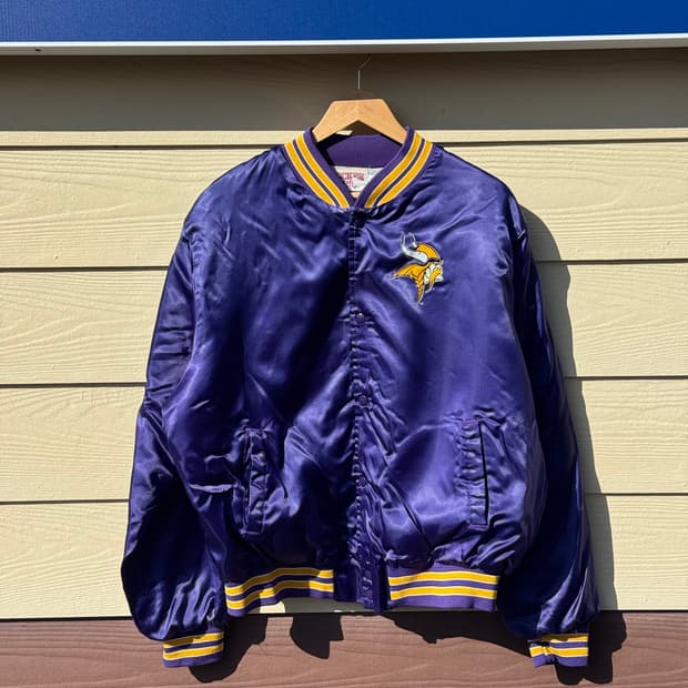 90s NFL 미네소타 바이킹스 나일론 사틴 바시티자켓