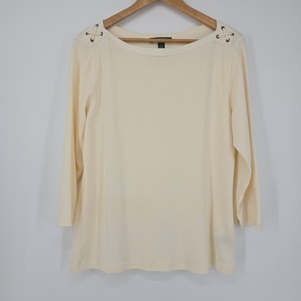 LAUREN RALPH LAUREN 레이스업 디테일 티셔츠