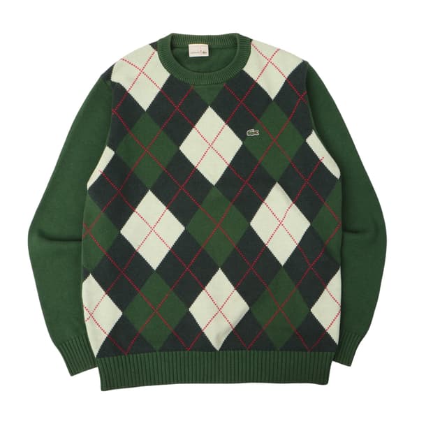 라코스테 그린 아가일 니트