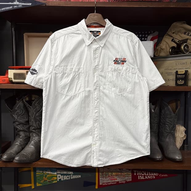 00s 할리데이비슨 레이싱 라인 핀스트라이프 퍼포먼스 셔츠 N1293