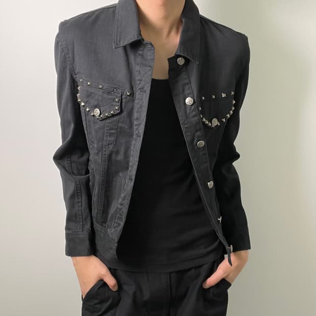 jpn vtg 일본 빈티지 블랙 스터드 데님 자켓 M