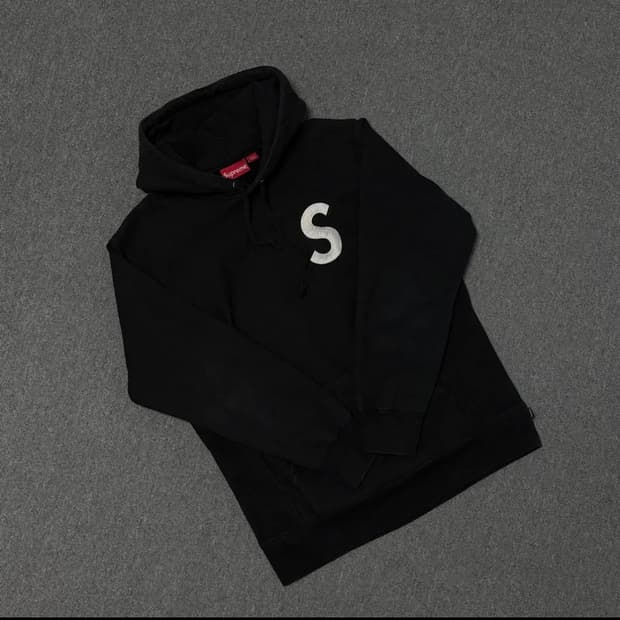 L) 슈프림 S 로고 후드 스웨트셔츠 블랙