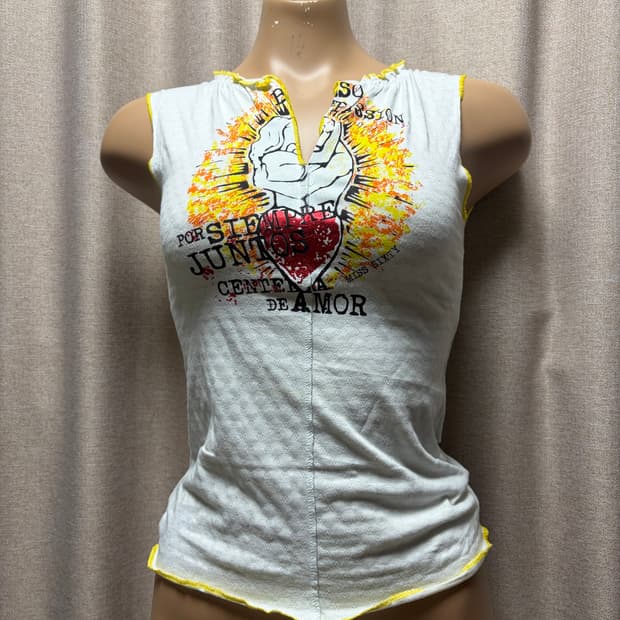 Miss Sixty Vintage Lace-up Graphic Top