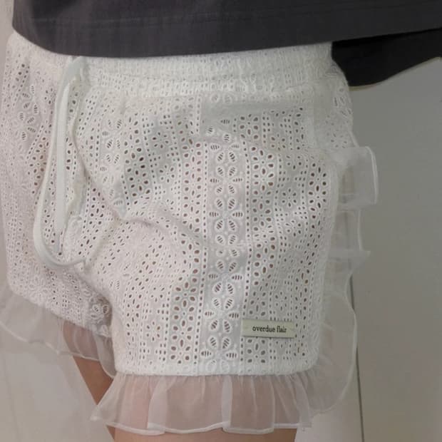 오버듀플레어 오간자 셔링 숏팬츠