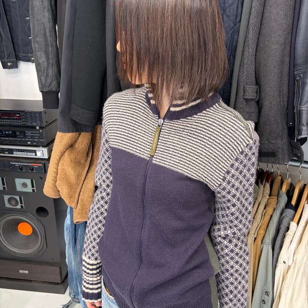 Moschino Jeans 집업 니트 네이비 자켓 