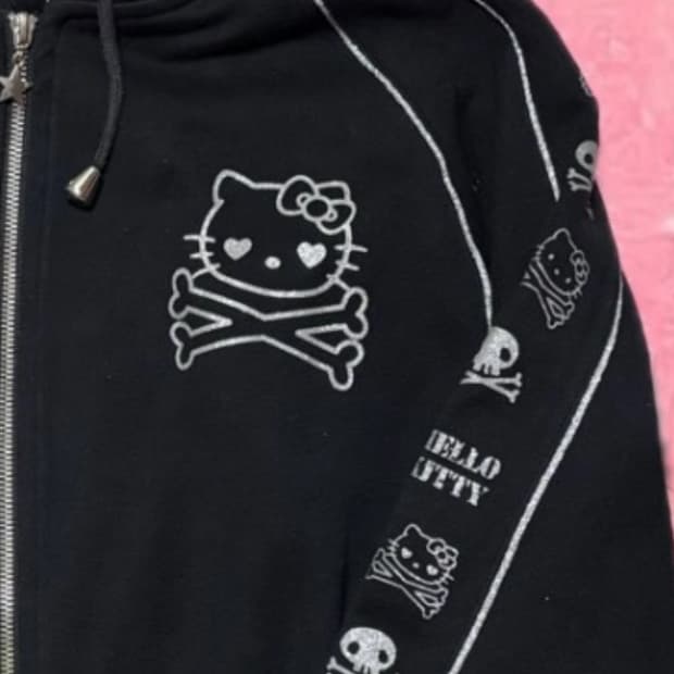 실버해골키티 집업(고스펑크 펑크룩 펑크키티 해골키티 ozzon 매드펑크