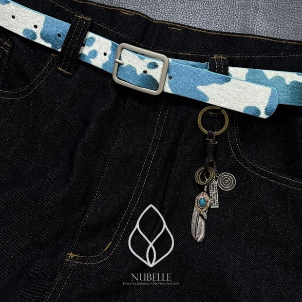 🌗 Cow hair belt / 카우 송치털 호피 벨트
