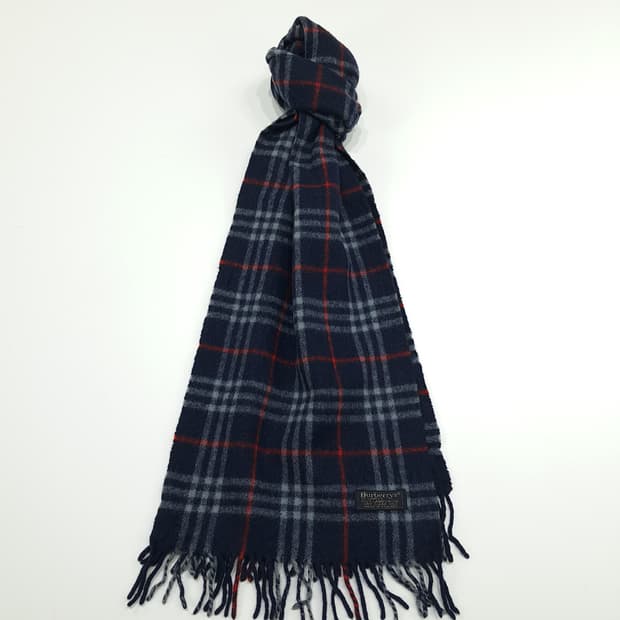 MX229 버버리 네이비 노바체크 램스울 목도리 머플러