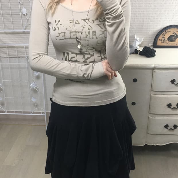 일본빈티지 y2k 레터링 딱붙 티셔츠