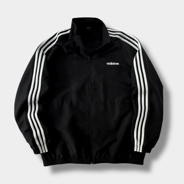아디다스 오버사이즈 미니멀 블랙 나일론 바람막이 자켓