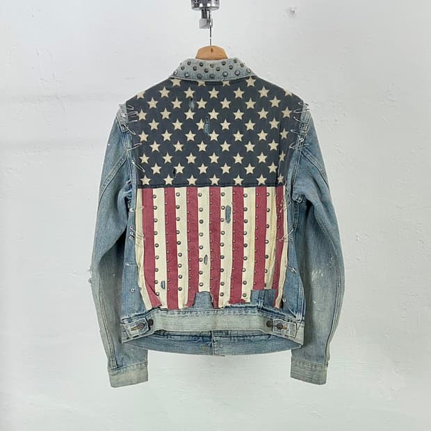 데님 앤 서플라이 USA 플래그 디스트레스 트러커 데님 자켓