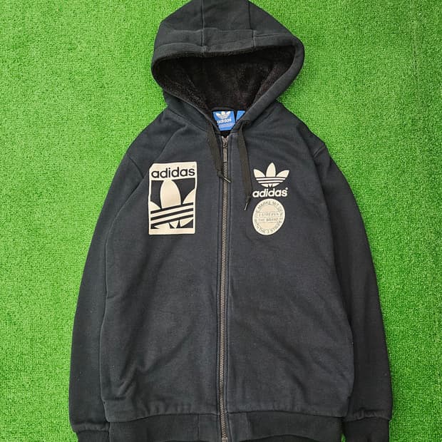 아디다스 후드 집업 블랙 기모 안감 100