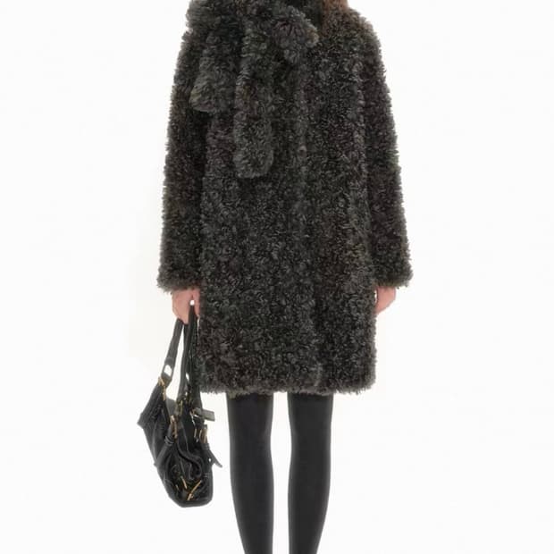 NECYSTUDIO 앙고라 코트 (리버시블 리본 머플러 탈부착)