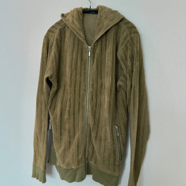 [L] 빈티지 카키 코듀로이 후드집업