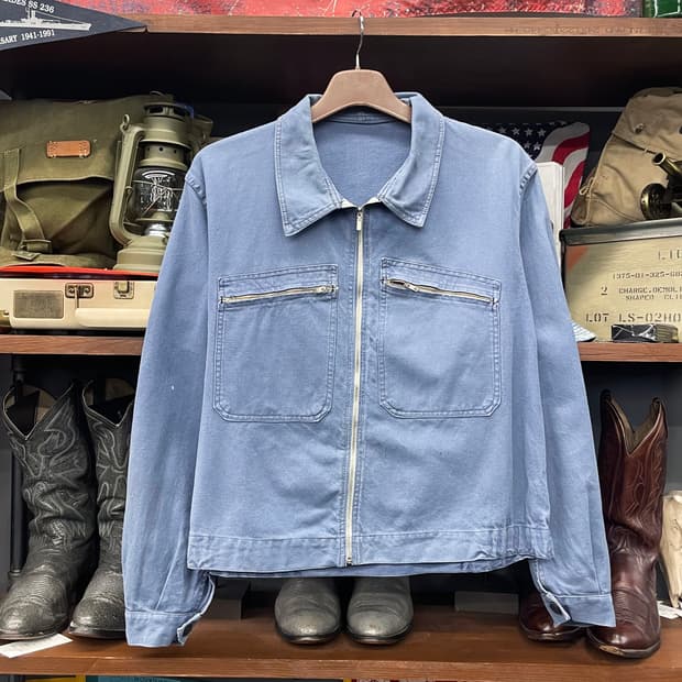 80s-90s 프렌치 워크 자켓 / 빈티지 초어 집업 크롭 자켓