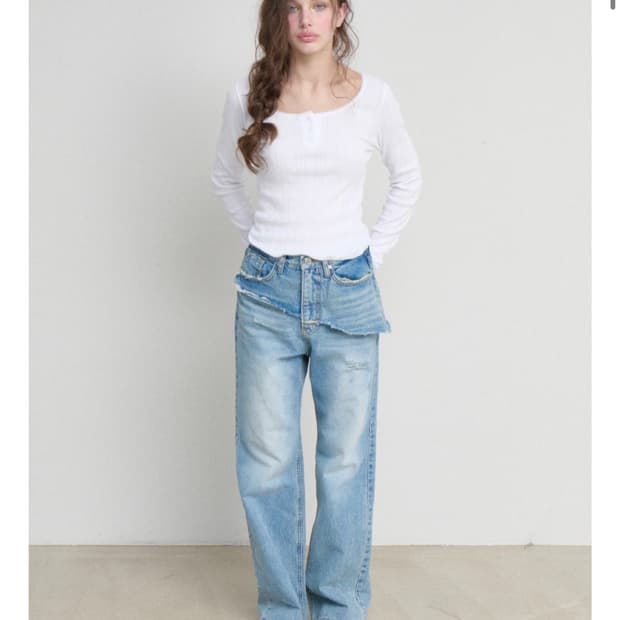 더오유 layered skirt denim pants S