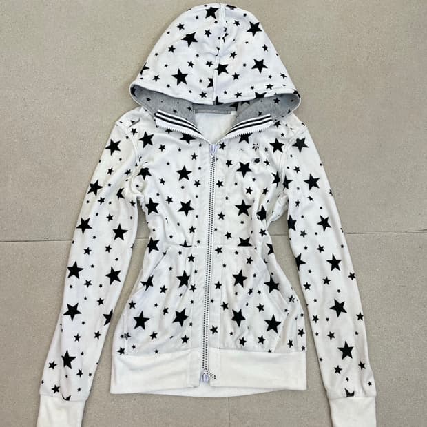 화이트 스타 스컬 후드집업