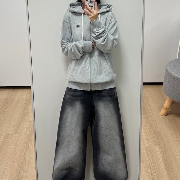 디키즈 볼륨로고 그레이 후드집업