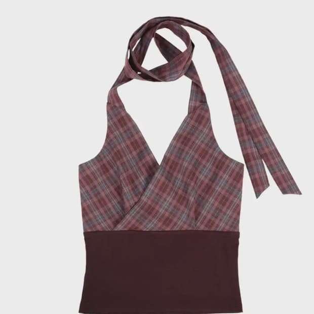 달링유어배드 ROSY CHECK HALTER TOP (베몬 아사 착용