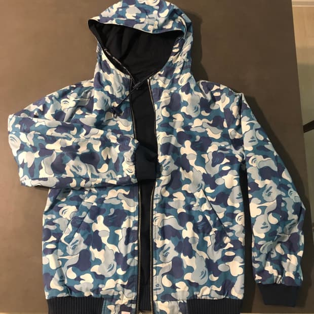베이프 카모 블루 리버시블 후드집업