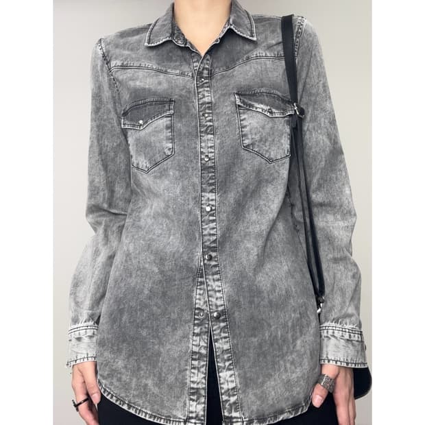 빈티지 흑청 데님 셔츠