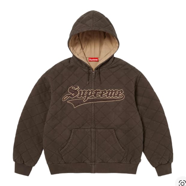 (구해요)슈프림 퀼티드 집업 후드 스웨트셔츠 다크 브라운 M 구