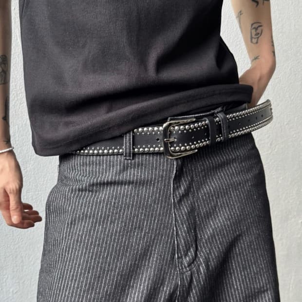 [Unisex] 스터드 웨스턴 찡 가죽 벨트