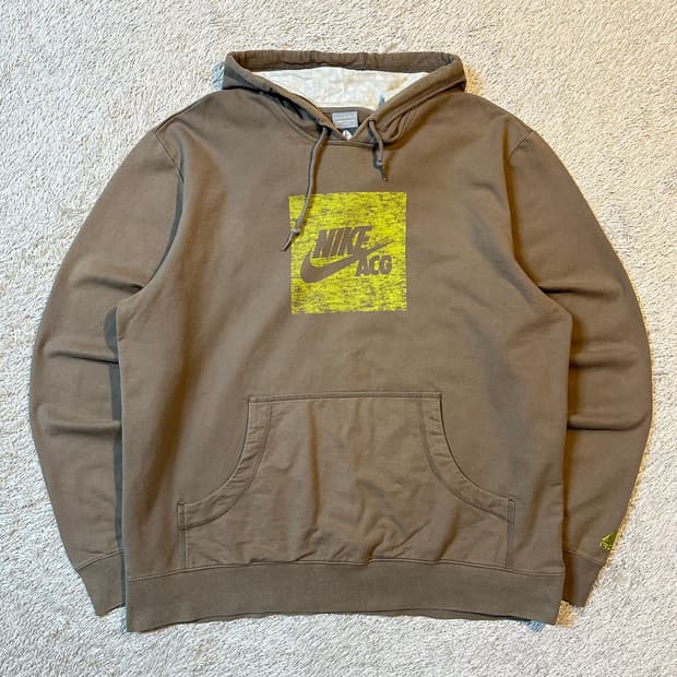 희귀) 00's 나이키 ACG 올드스쿨 박스로고 후드티 브라운
