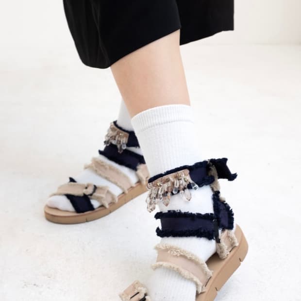 MSGM 비즈 프린지 샌들