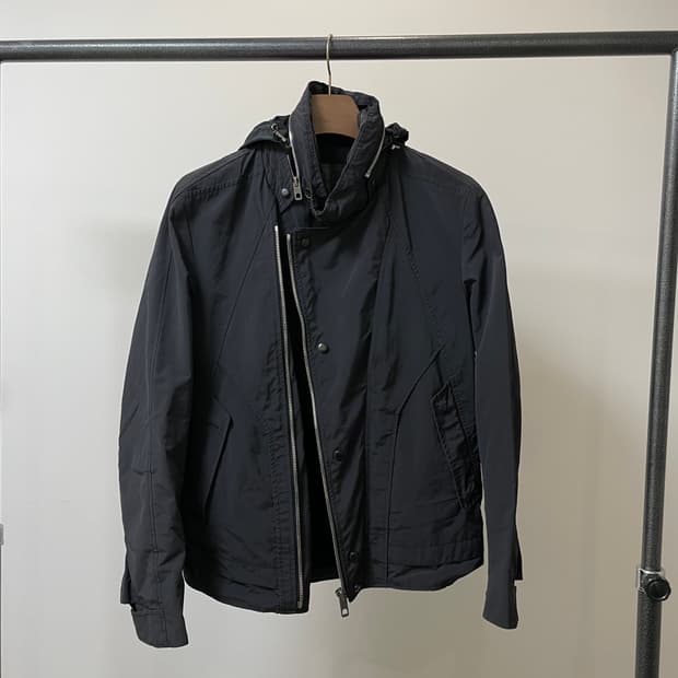 (100) Time 타임 사선 지퍼 히든후드 블루종 자켓