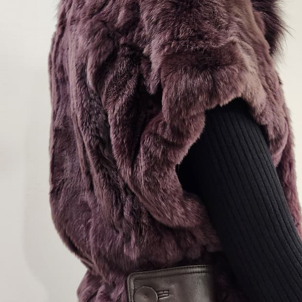 보라 폭스반팔자켓 