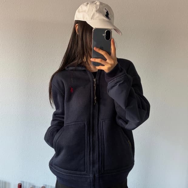 [M]폴로 랄프로렌 엘보 패치 딥파일 플리스 쉐르파 자켓 navy