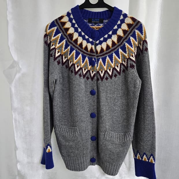 SJYP 패턴 울 가디건 그레이 (1980)