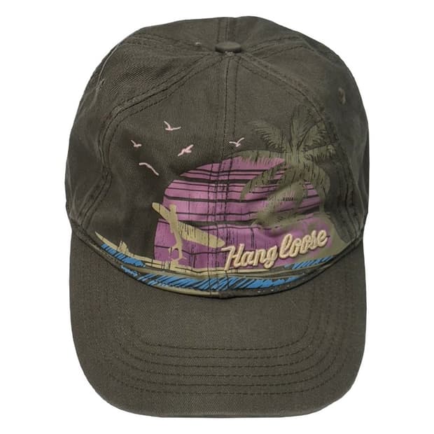 NEWYORKER 그래픽 자수 캡 올리브