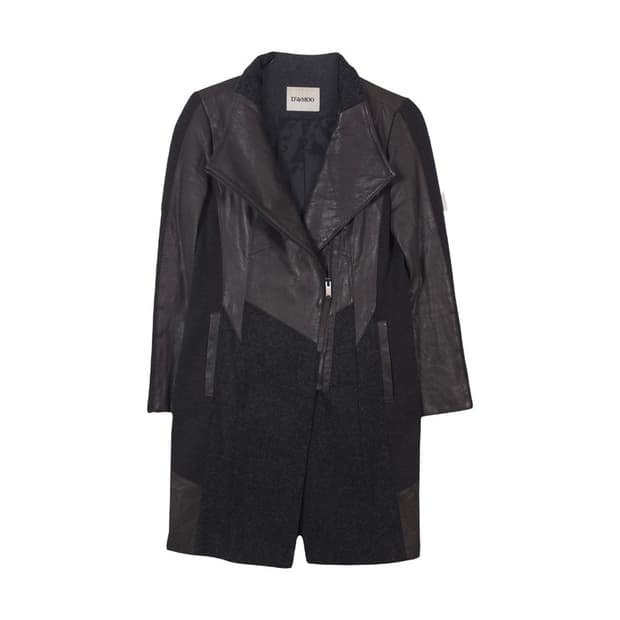 디데무 리얼 램스킨 울 혼방 배색 아방가르드 롱 코트