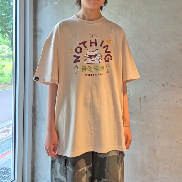 힙캣 NOTHING 그래픽 오버핏 티셔츠 (크림)