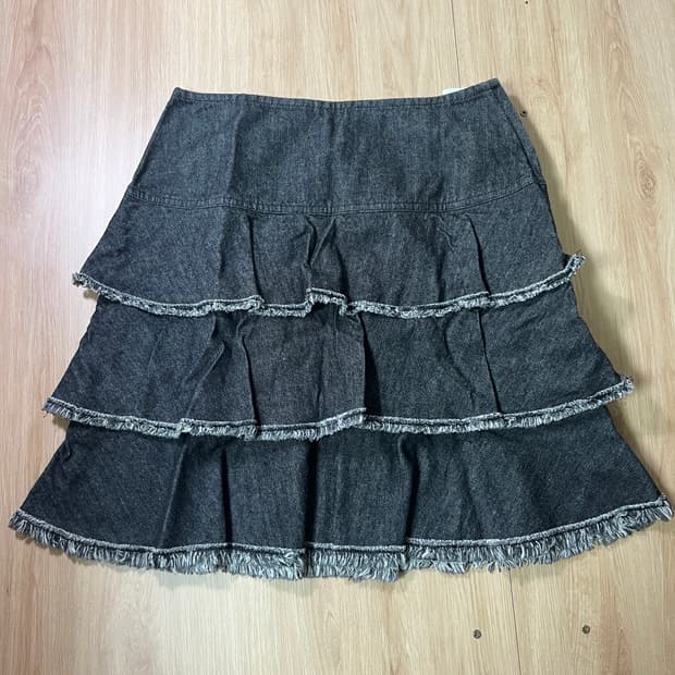 레스트로즈 데님 흑청 캉캉 스커트 로걀 히메갸루 모리걸