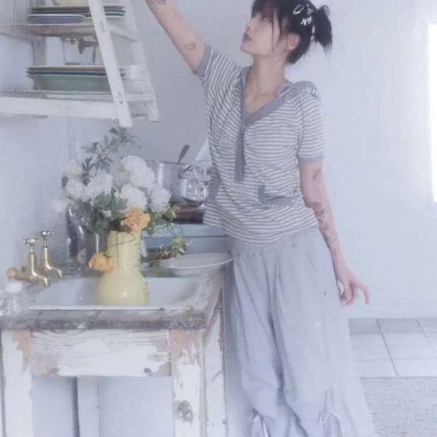 허그유어스킨 와이드 조거팬츠 HS 그레이시블루