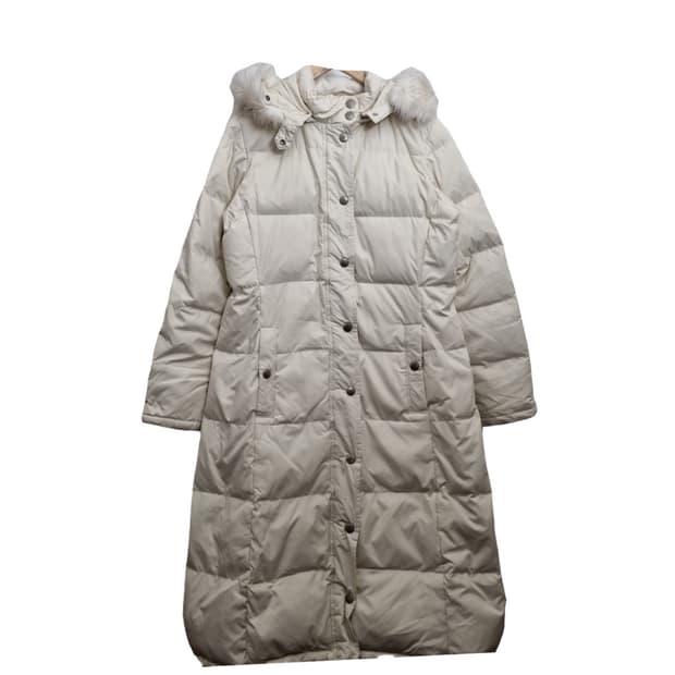 갭 여성 크림 후드 롱패딩 
