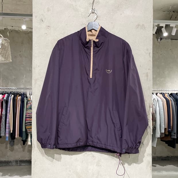 발렌시아가 골프 퍼플 BB로고 하프 집업 사이드 집 스트링 아노락