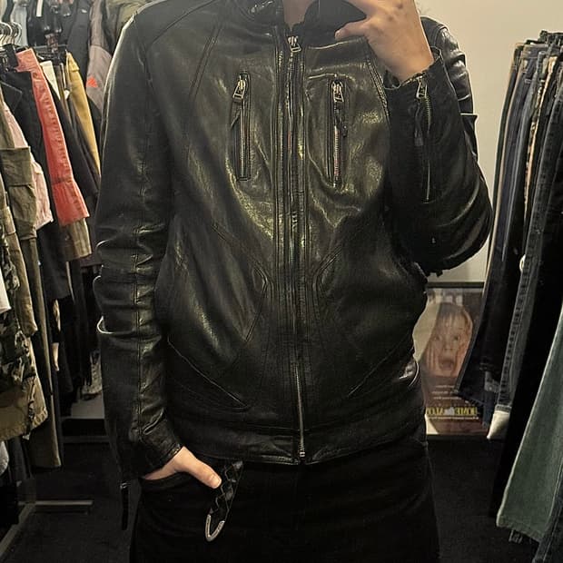 코르티스 이태리 양가죽 레더 바이커 라이더 지퍼 락 시크 고스 펑크 XL