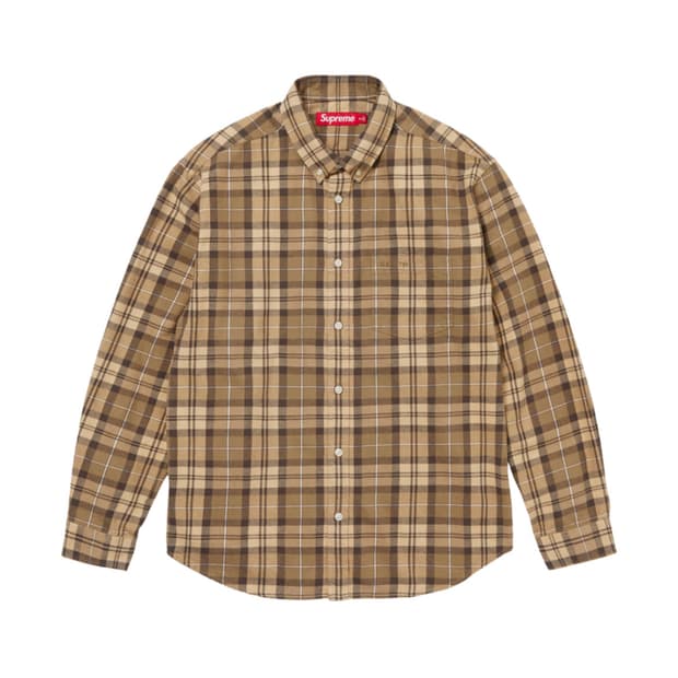 슈프림 플레이드 플란넬 셔츠 탄 - 24FW