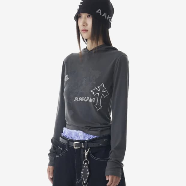 아캄 후드 롱슬리브 다크 그레이